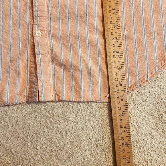 Ralph Lauren Mens Small Easter Orange Blue Striped Button Up Cotton Shirt - Picture 6 of 9